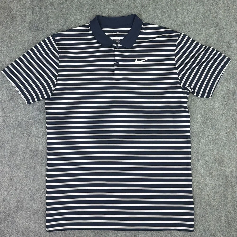 Men's Nike Dri-FIT Victory Striped Golf Polo Size Small DH0829-451 Obsidian Blue